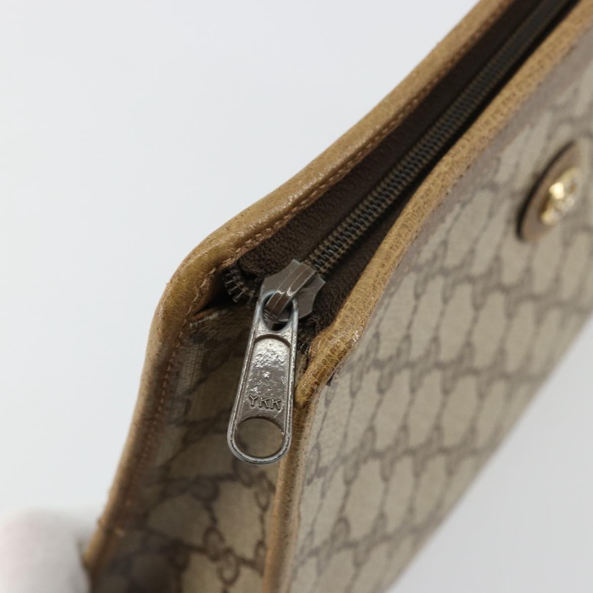 GUCCI GG Supreme Clutch Bag PVC Beige Gold 97 01 036 Auth 176652