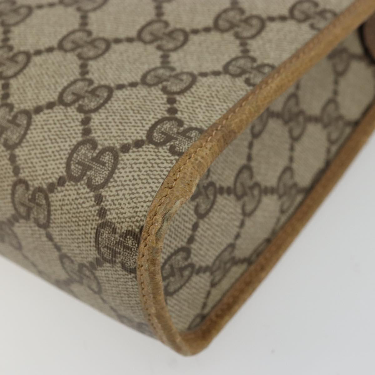 GUCCI GG Supreme Clutch Bag PVC Beige Gold 97 01 036 Auth 176652