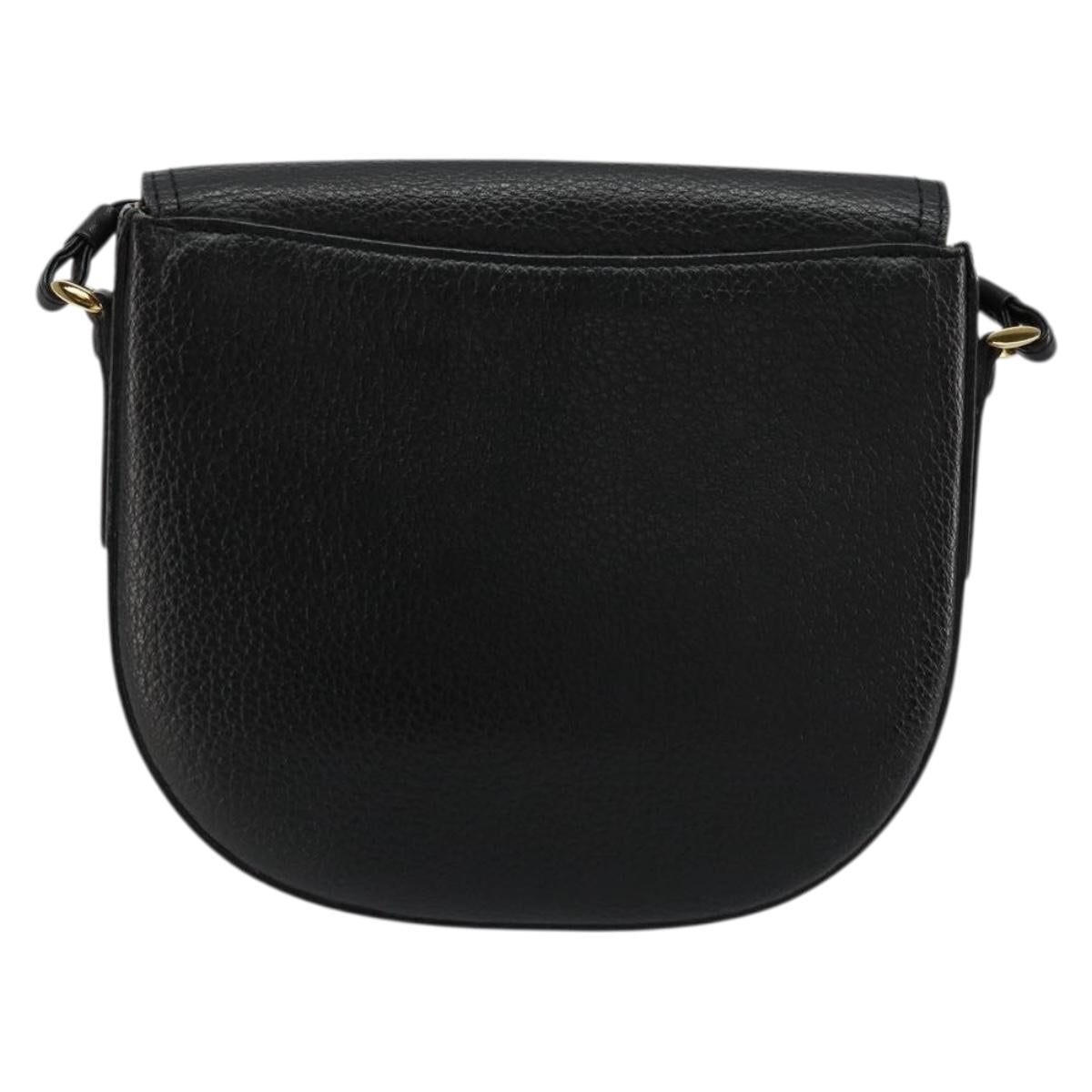 Burberrys Shoulder Bag Leather Black Gold Auth 176661