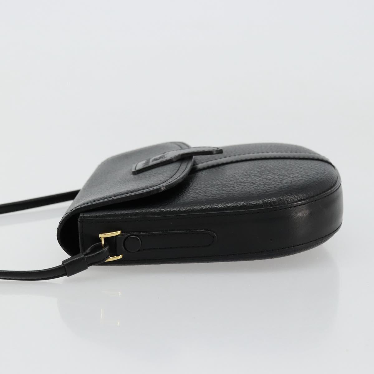 Burberrys Shoulder Bag Leather Black Gold Auth 176661