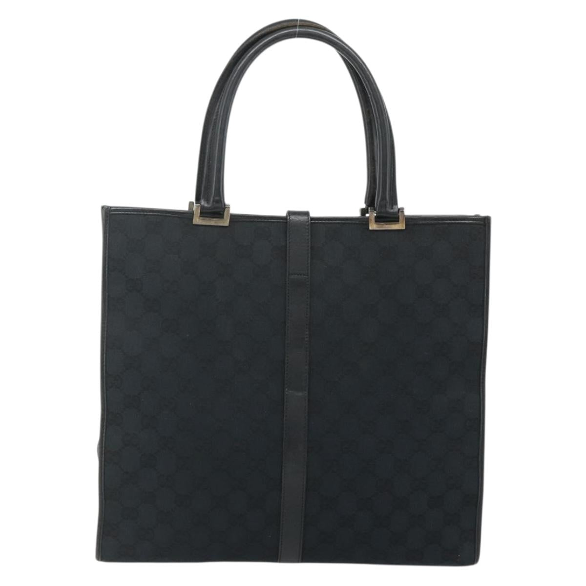 GUCCI GG Canvas Jackie Tote Bag Black Silver 002 1064 3444 Auth 176667