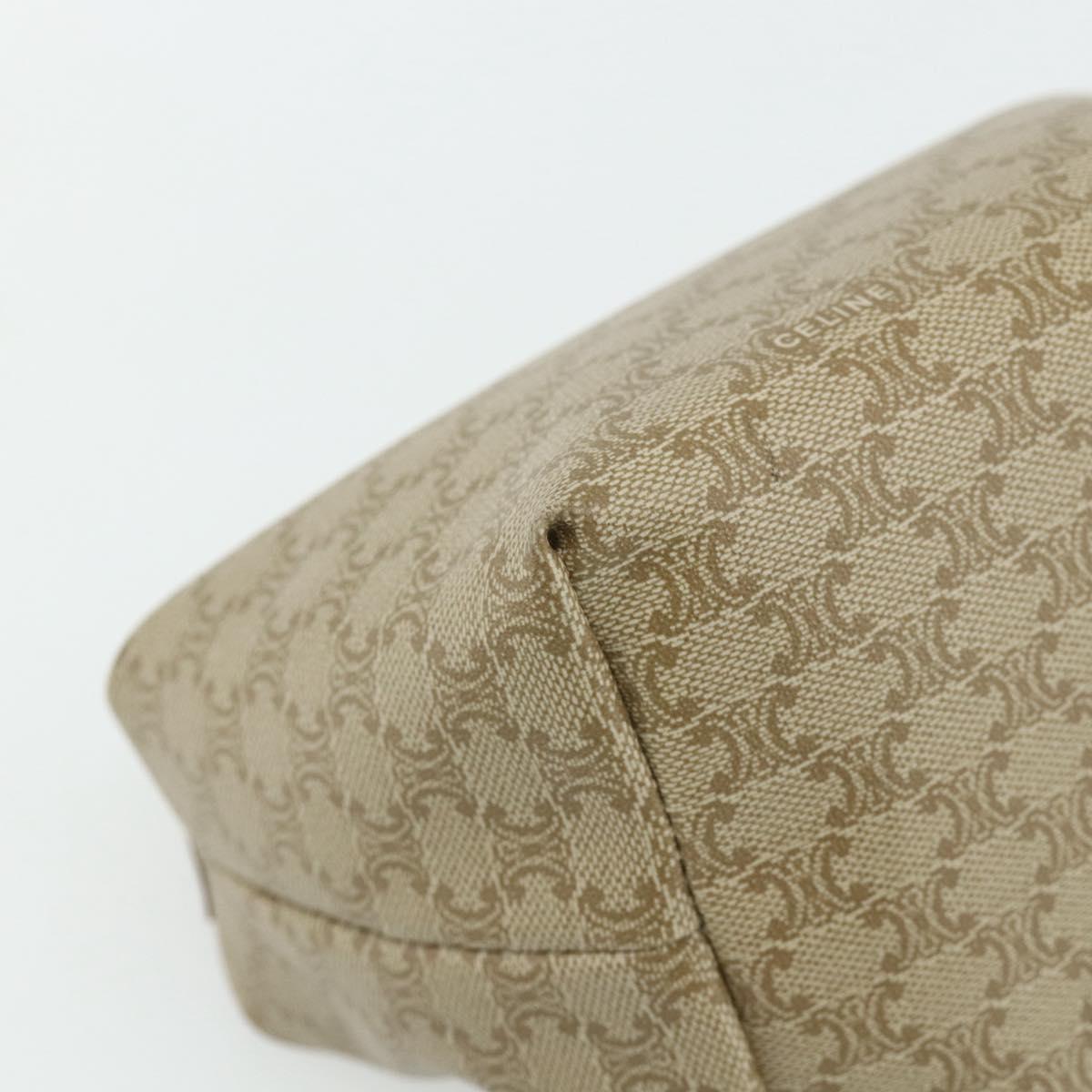 CELINE Macadam Canvas Hand Pouch PVC Beige Gold Auth 176668A