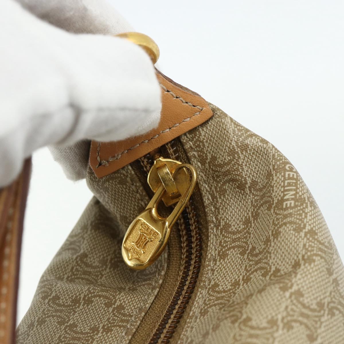 CELINE Macadam Canvas Hand Pouch PVC Beige Gold Auth 176668A