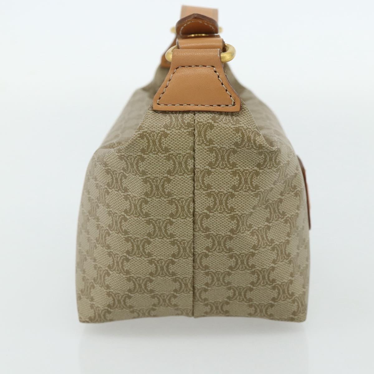 CELINE Macadam Canvas Hand Pouch PVC Beige Gold Auth 176668A