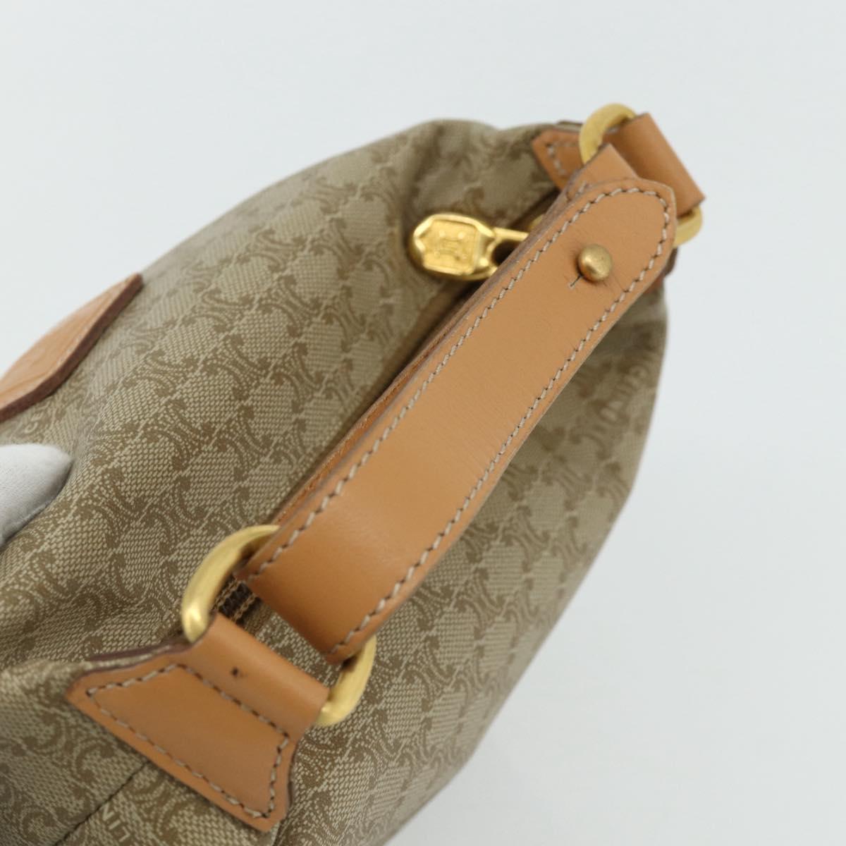 CELINE Macadam Canvas Hand Pouch PVC Beige Gold Auth 176668A