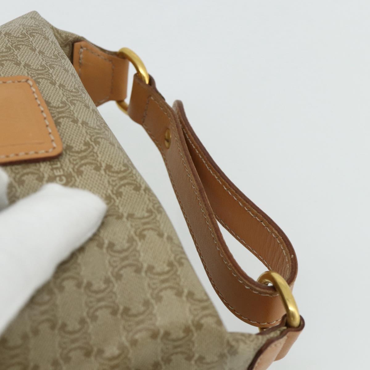 CELINE Macadam Canvas Hand Pouch PVC Beige Gold Auth 176668A