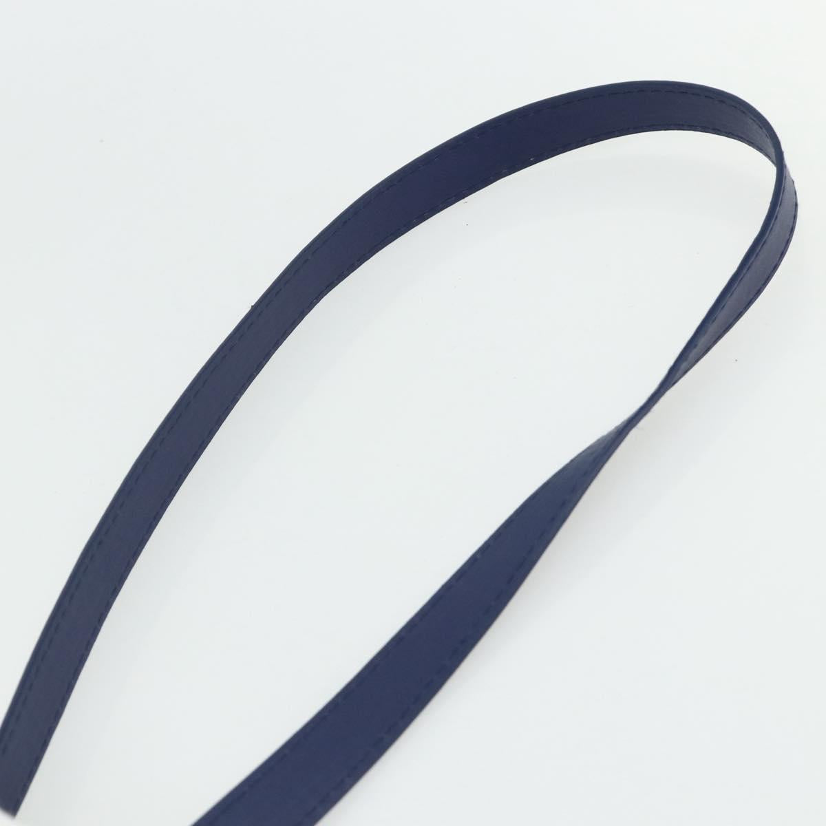 CELINE Hand Bag Leather 2way Navy Gold Auth 176670