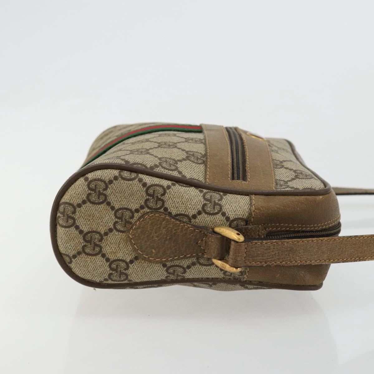 GUCCI GG Supreme Web Sherry Line Bag PVC Beige Red 56 02 004 Auth 176671