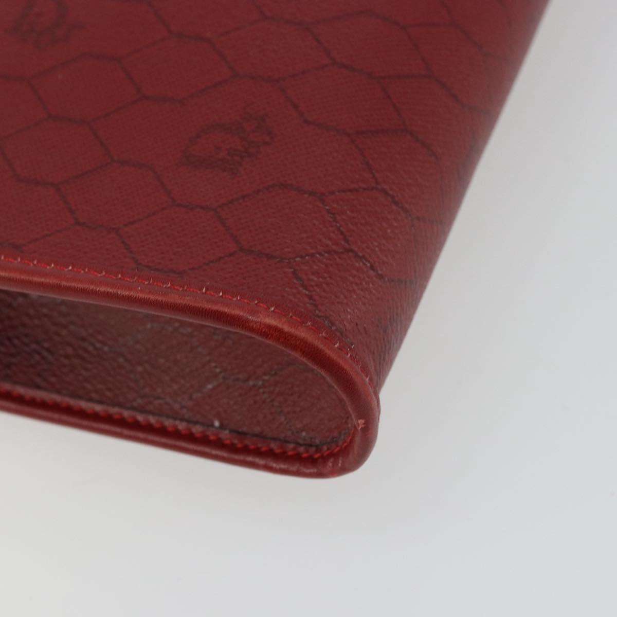 Christian Dior Honeycomb Canvas Shoulder Bag PVC Red Gold Auth 176675