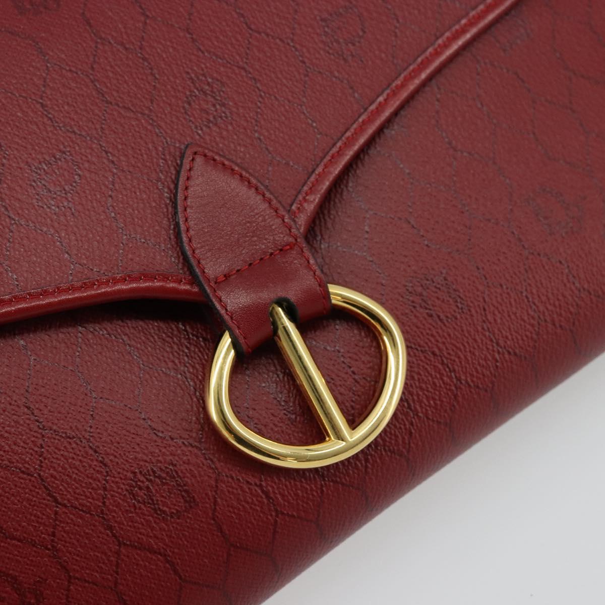 Christian Dior Honeycomb Canvas Shoulder Bag PVC Red Gold Auth 176675