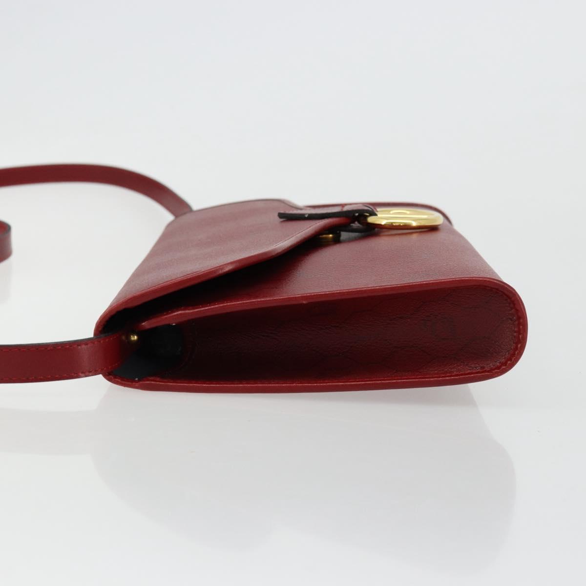 Christian Dior Honeycomb Canvas Shoulder Bag PVC Red Gold Auth 176675