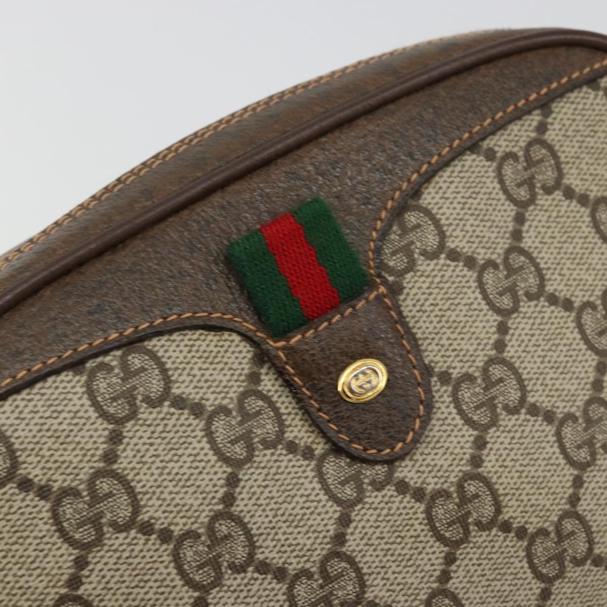 GUCCI GG Supreme Web Sherry Line Bag PVC Beige Red 89 02 055 Auth 176678