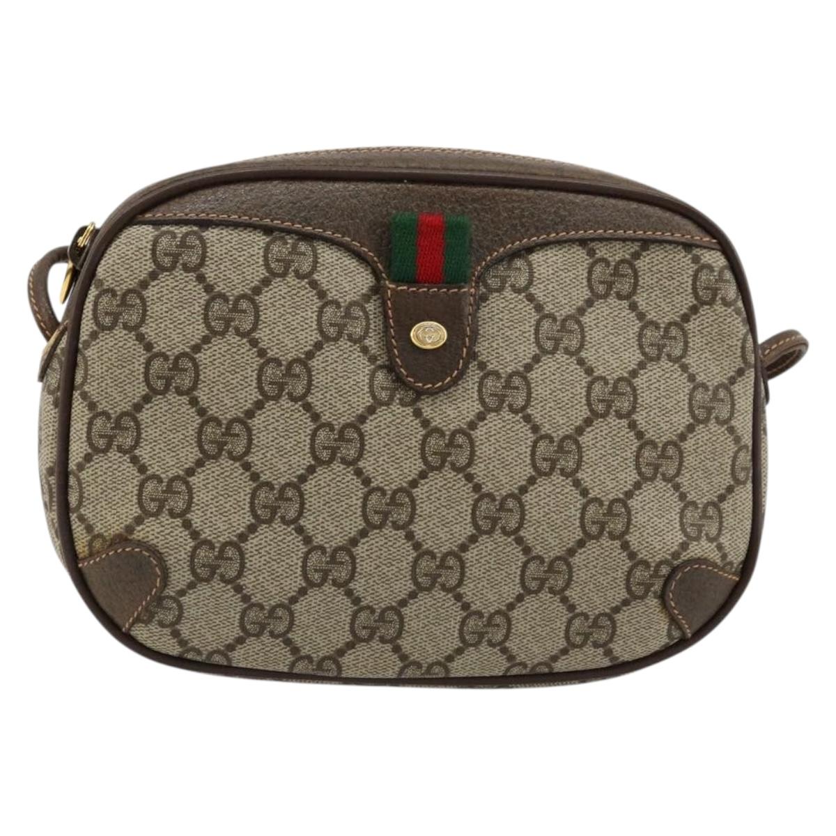 GUCCI GG Supreme Web Sherry Line Bag PVC Beige Red 89 02 055 Auth 176678