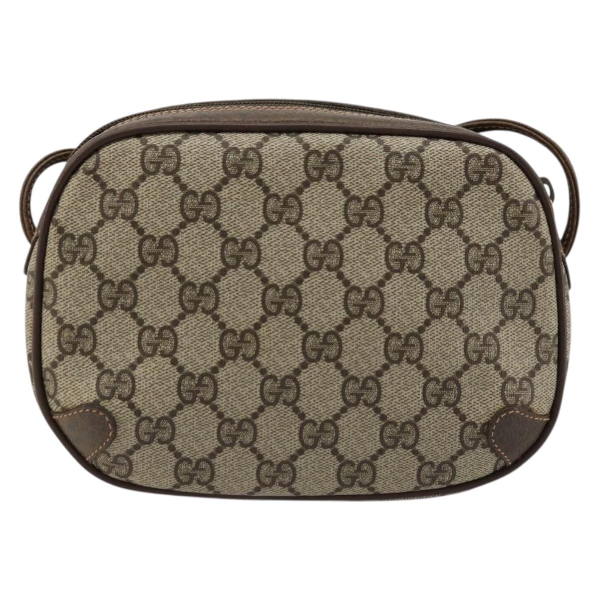 GUCCI GG Supreme Web Sherry Line Bag PVC Beige Red 89 02 055 Auth 176678