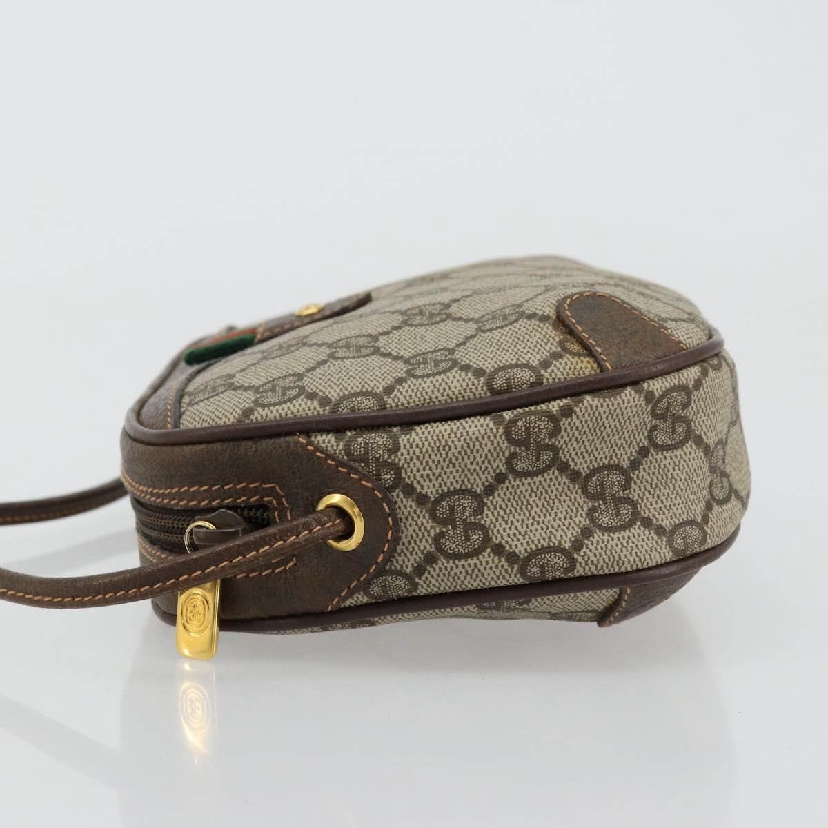 GUCCI GG Supreme Web Sherry Line Bag PVC Beige Red 89 02 055 Auth 176678