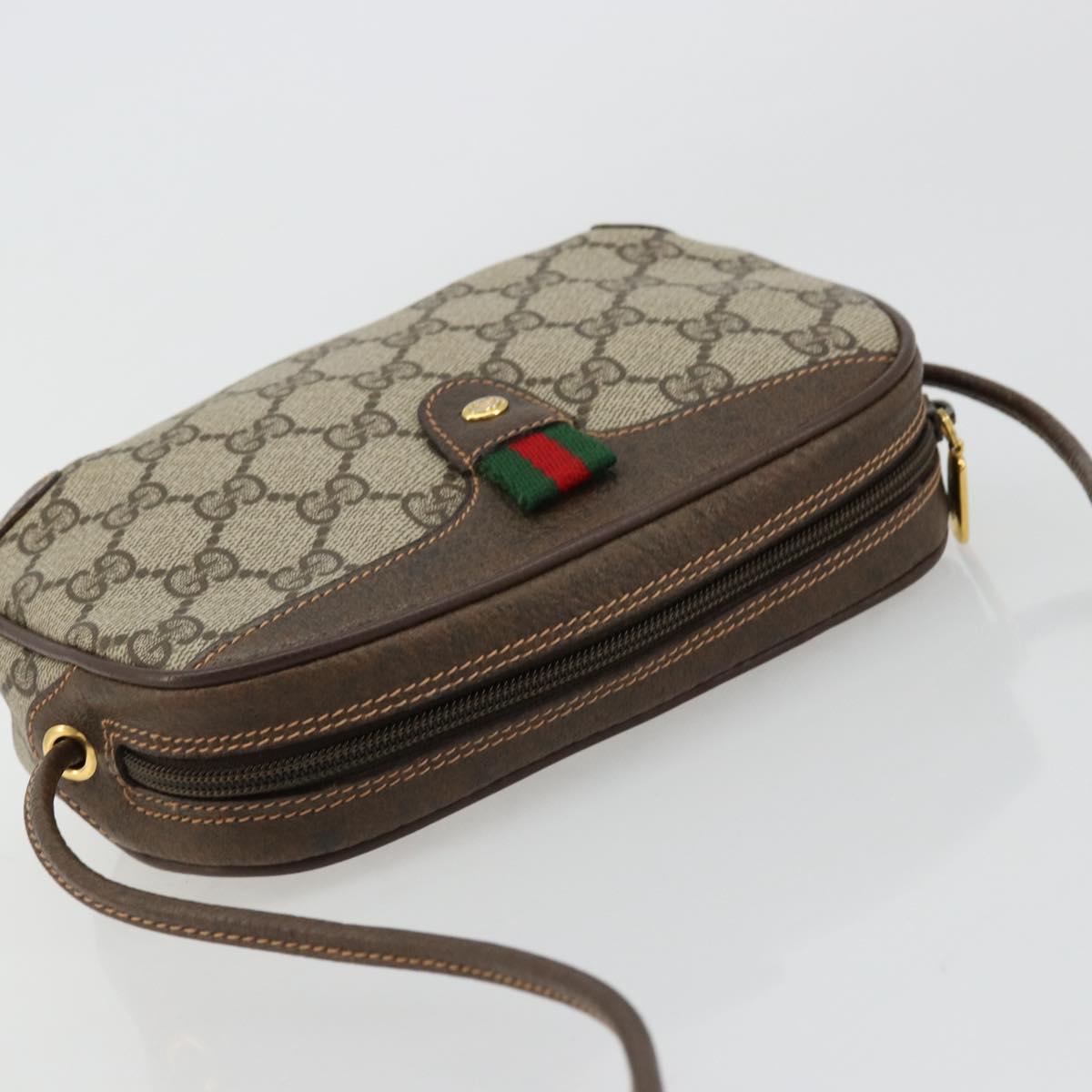 GUCCI GG Supreme Web Sherry Line Bag PVC Beige Red 89 02 055 Auth 176678