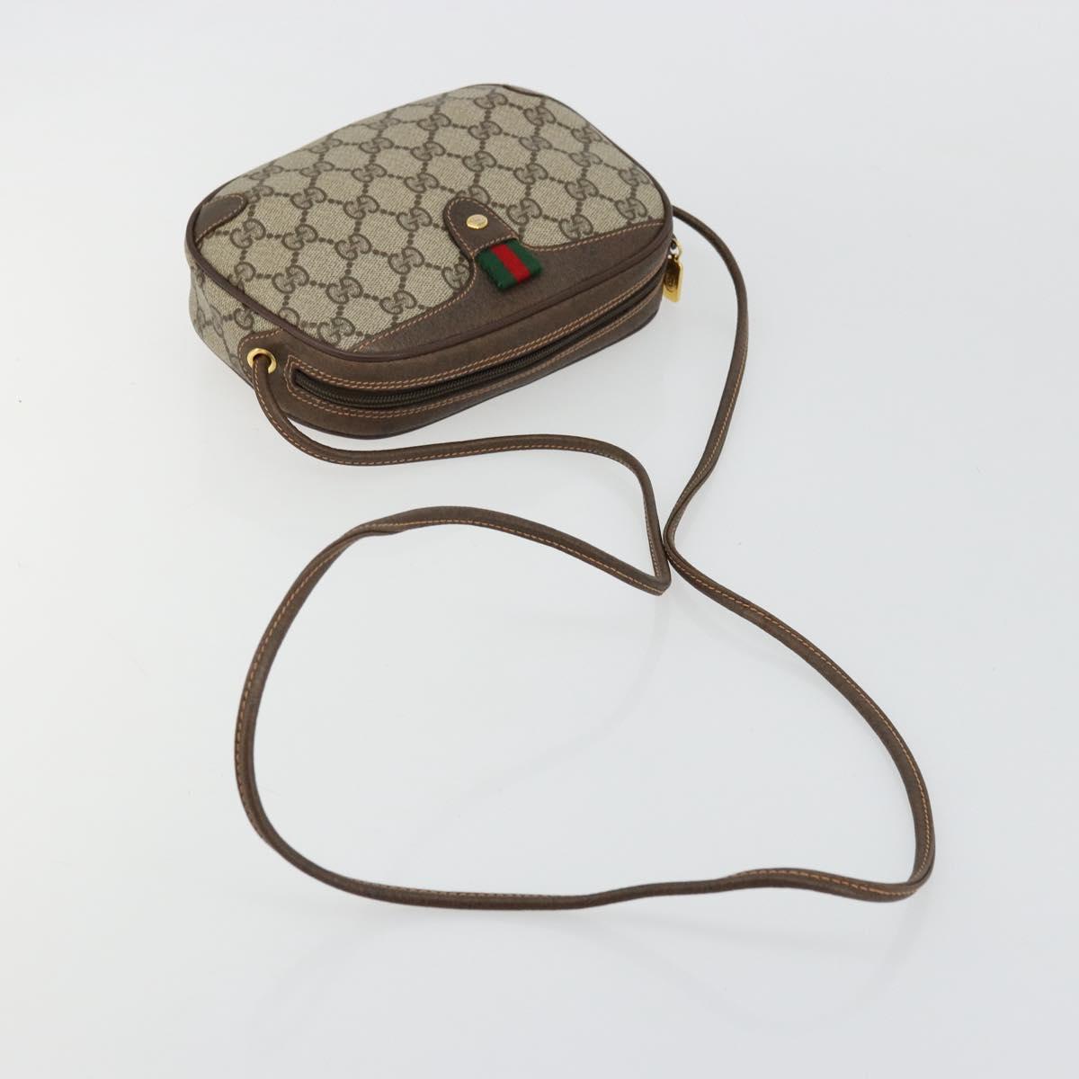 GUCCI GG Supreme Web Sherry Line Bag PVC Beige Red 89 02 055 Auth 176678