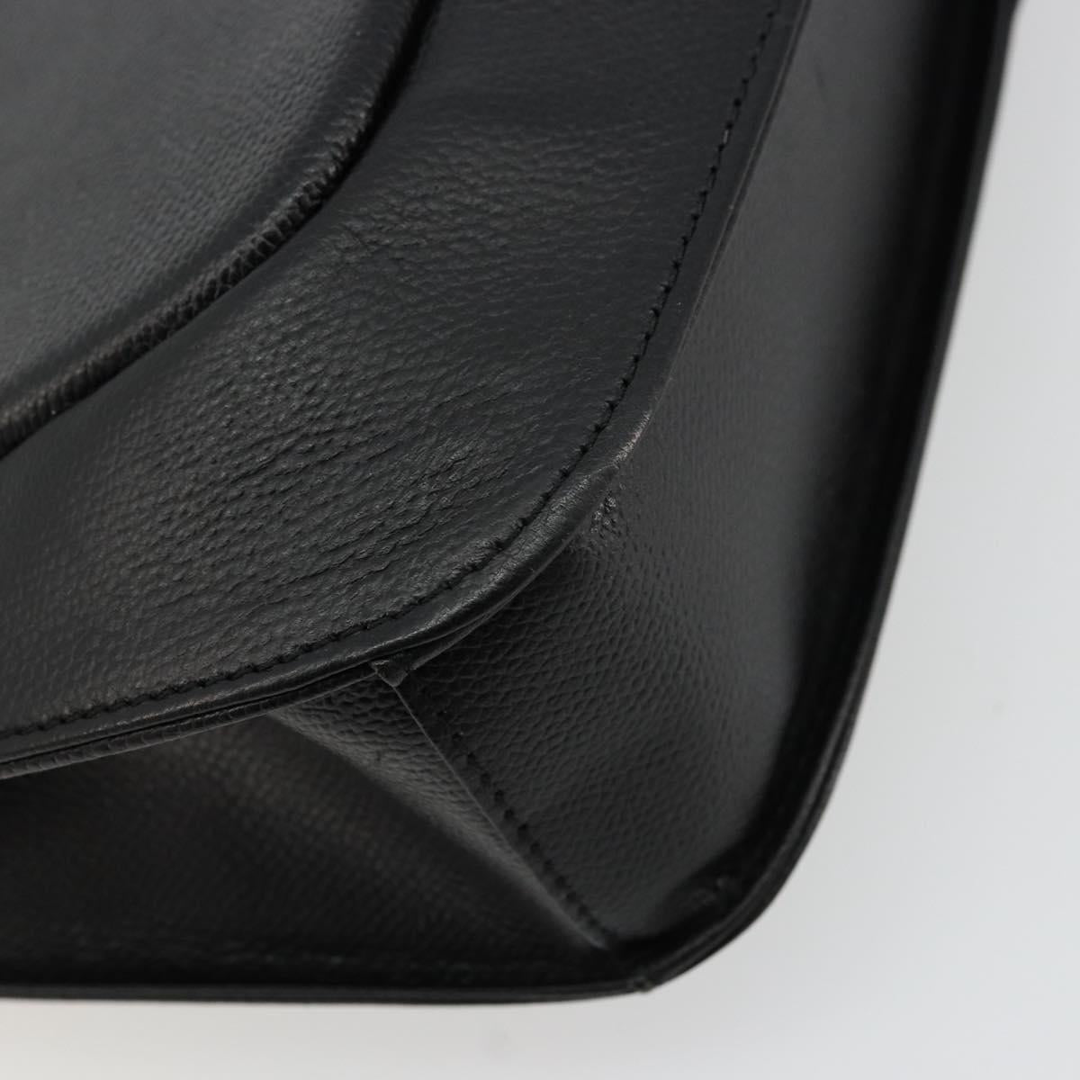 GIVENCHY Hand Bag Leather Black Gold Auth 176679A