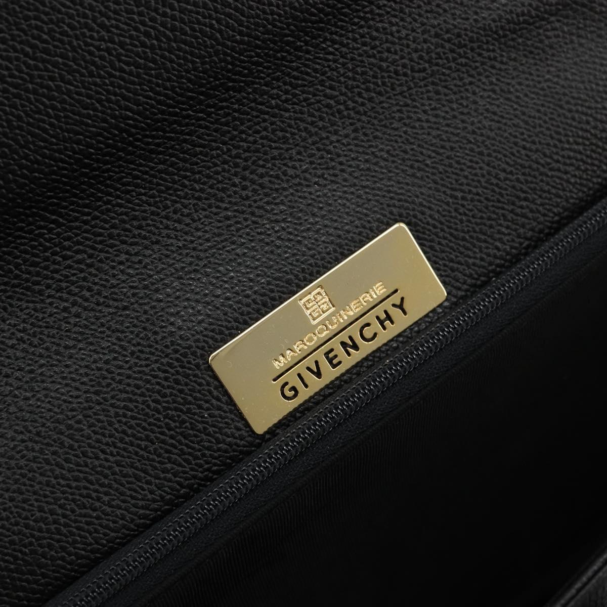 GIVENCHY Hand Bag Leather Black Gold Auth 176679A