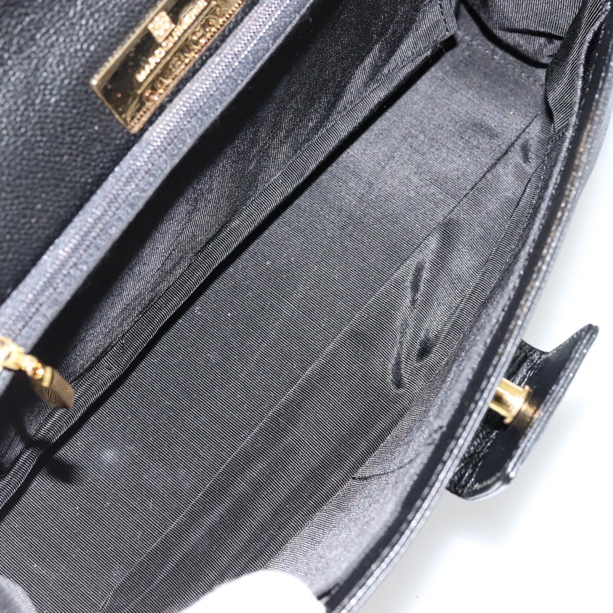 GIVENCHY Hand Bag Leather Black Gold Auth 176679A