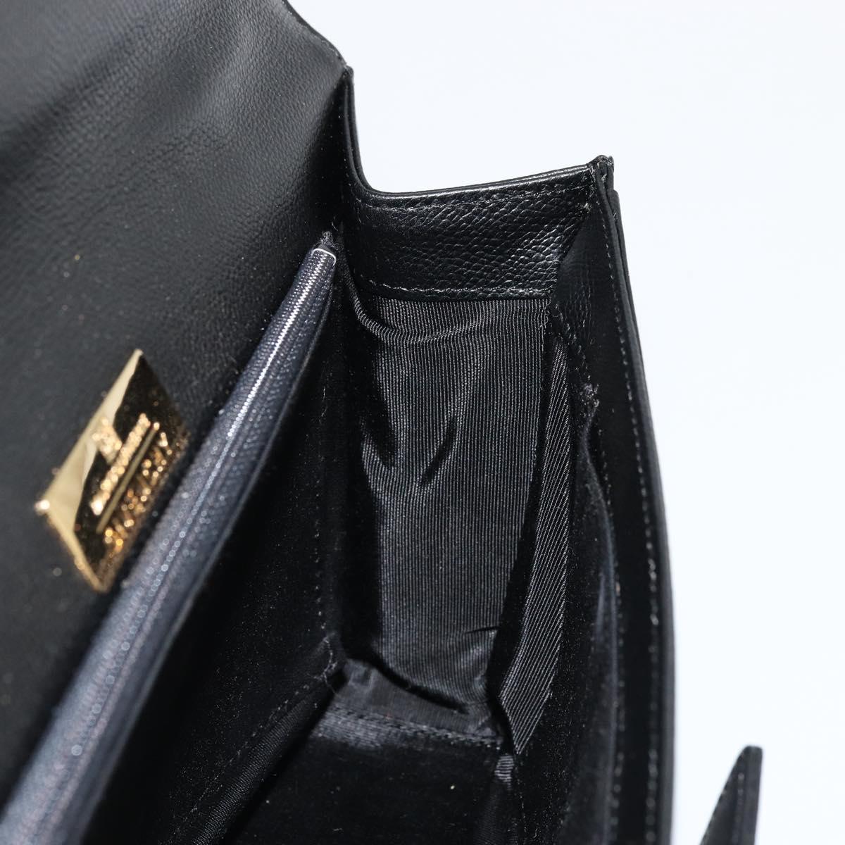 GIVENCHY Hand Bag Leather Black Gold Auth 176679A