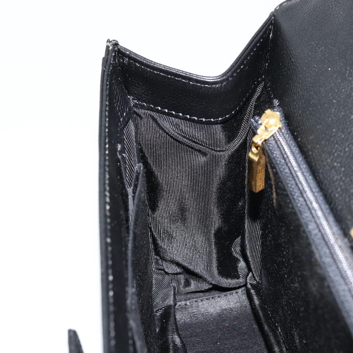 GIVENCHY Hand Bag Leather Black Gold Auth 176679A