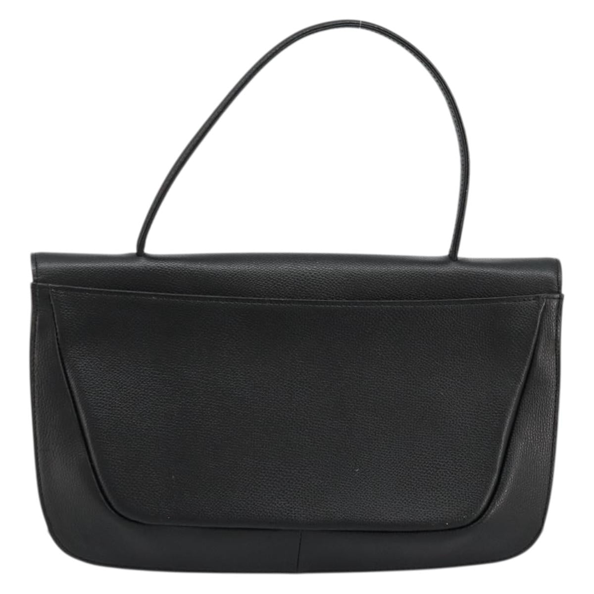 GIVENCHY Hand Bag Leather Black Gold Auth 176679A