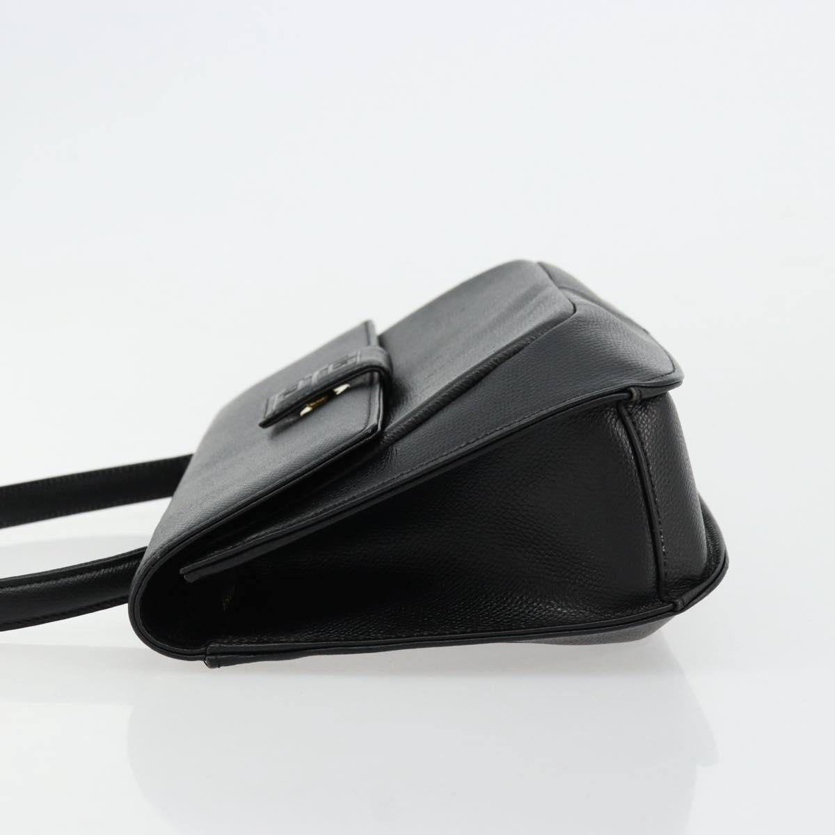 GIVENCHY Hand Bag Leather Black Gold Auth 176679A
