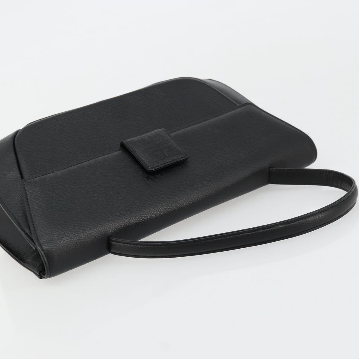 GIVENCHY Hand Bag Leather Black Gold Auth 176679A