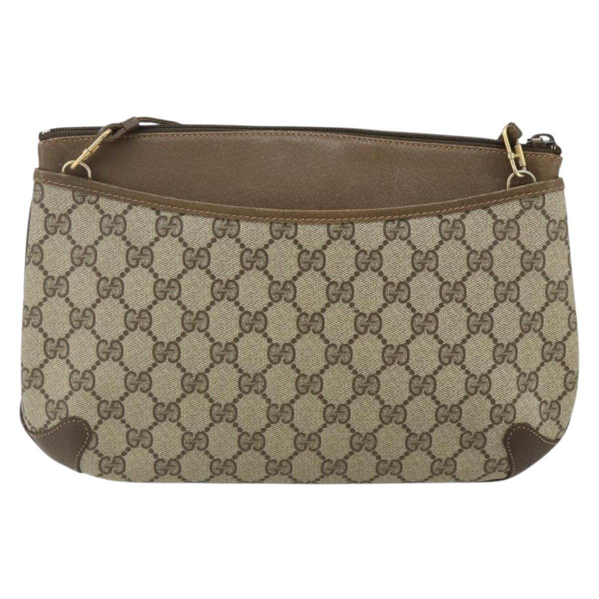 GUCCI GG Supreme Web Sherry Line Bag PVC Beige Red 904 02 026 Auth 176680