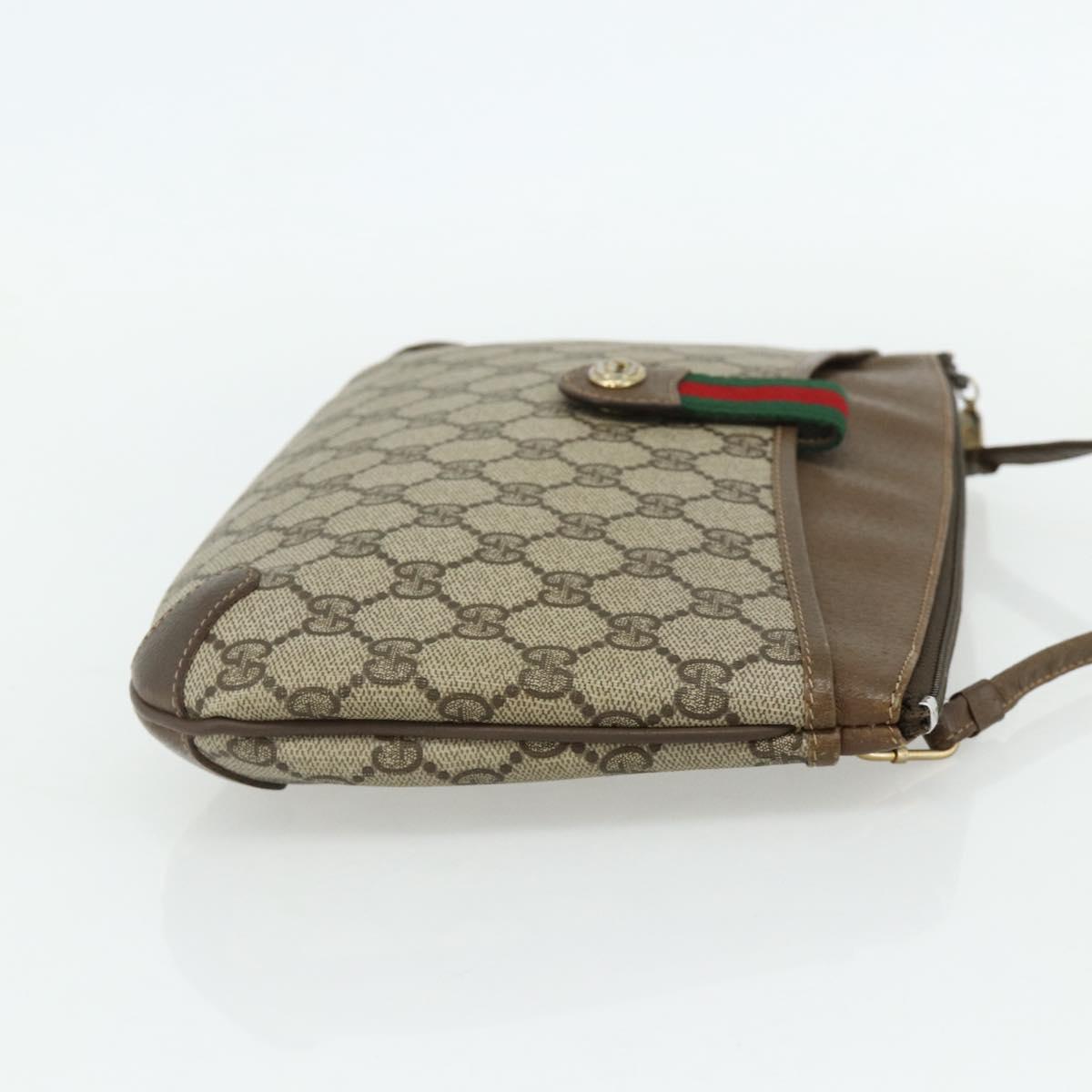 GUCCI GG Supreme Web Sherry Line Bag PVC Beige Red 904 02 026 Auth 176680