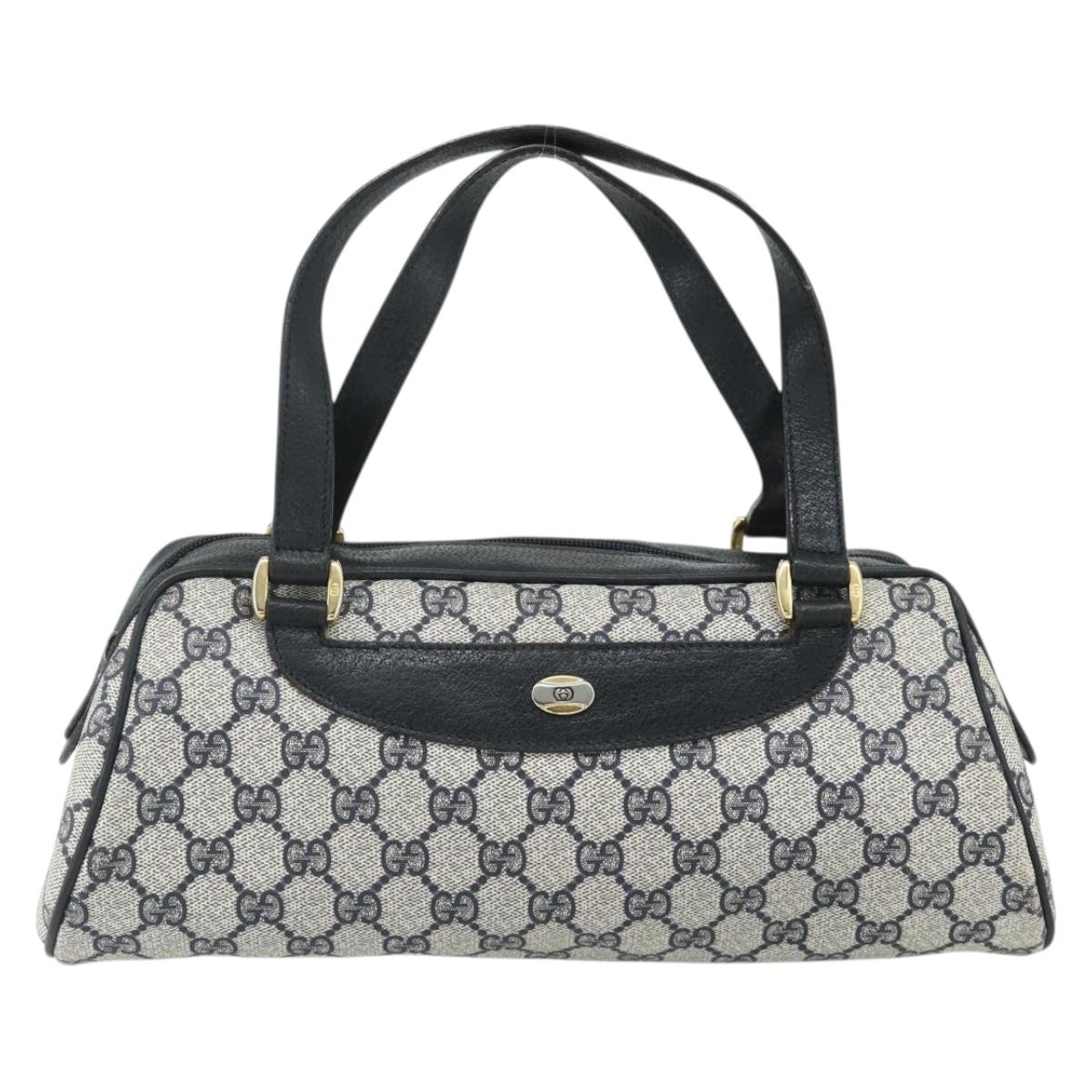 GUCCI GG Supreme Hand Bag PVC Navy Gold 89 02 062 Auth 176682