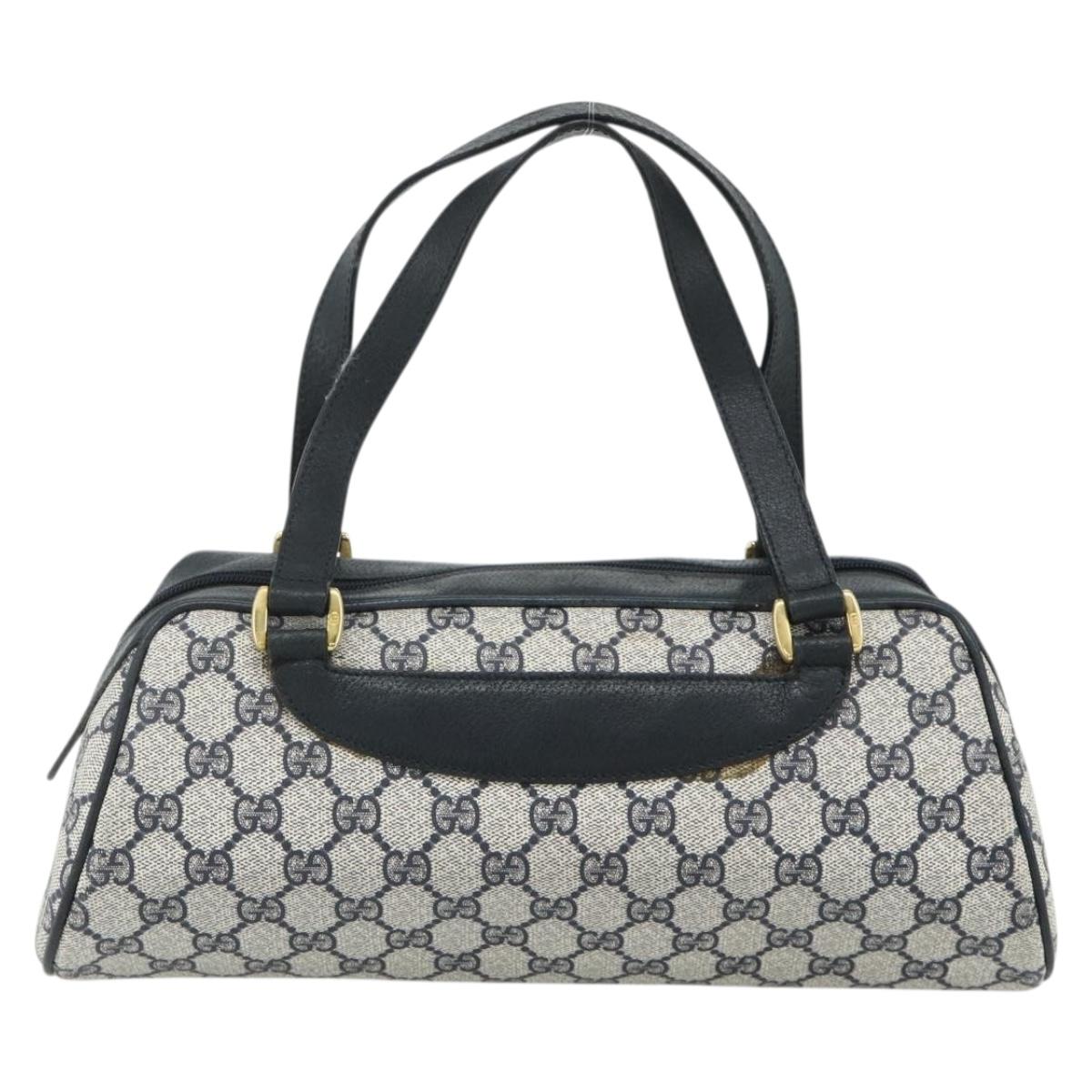 GUCCI GG Supreme Hand Bag PVC Navy Gold 89 02 062 Auth 176682