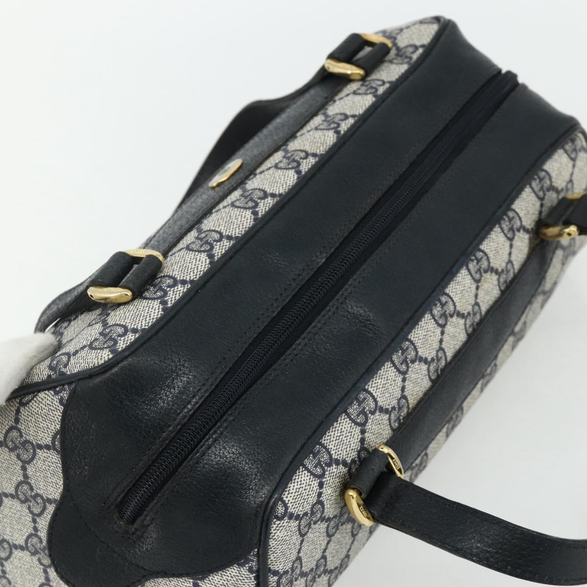 GUCCI GG Supreme Hand Bag PVC Navy Gold 89 02 062 Auth 176682