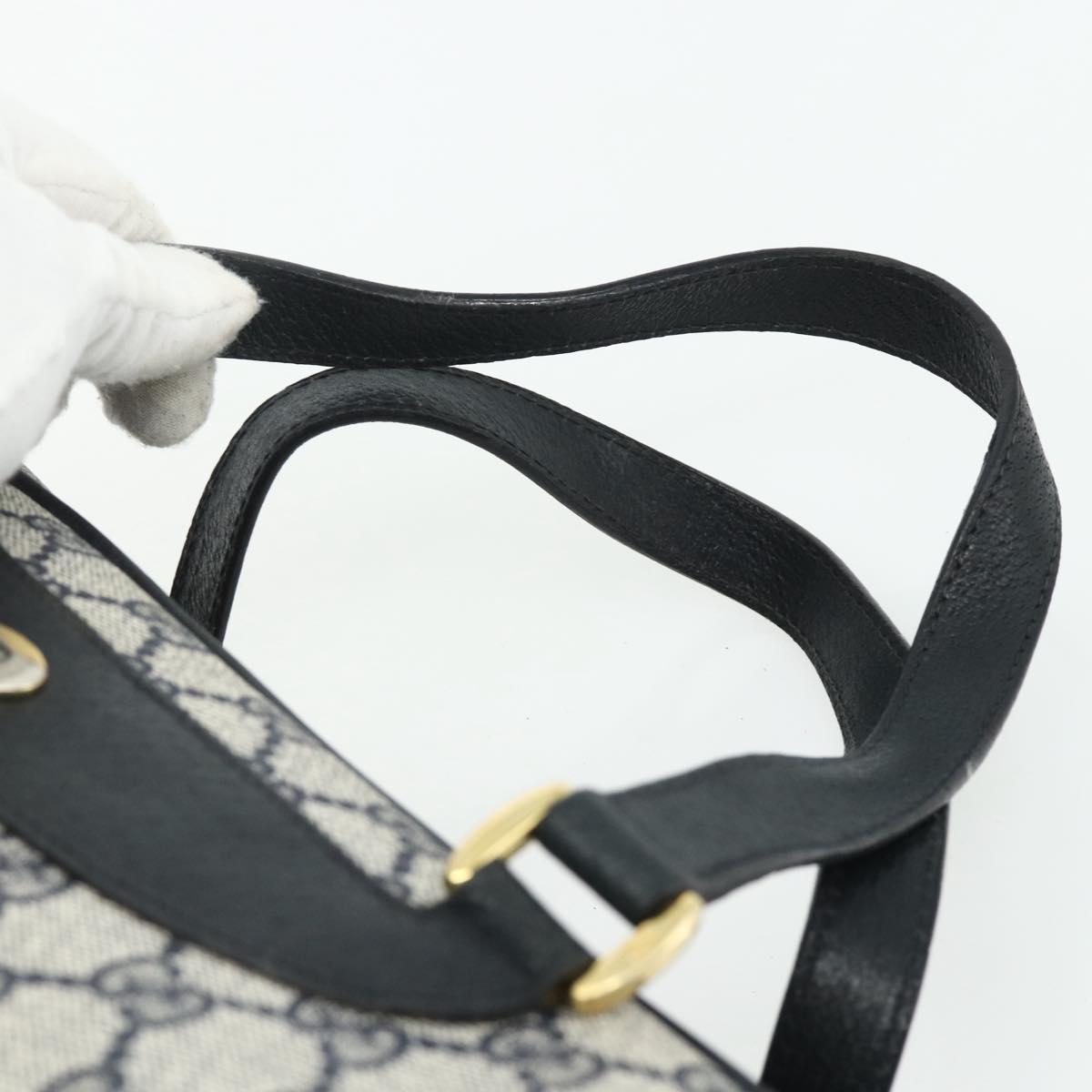 GUCCI GG Supreme Hand Bag PVC Navy Gold 89 02 062 Auth 176682