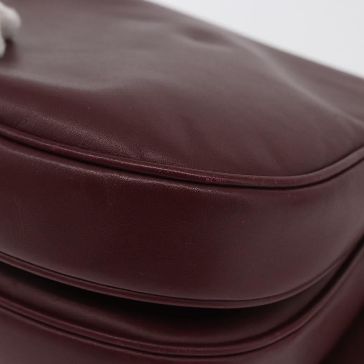 CARTIER Must Line Shoulder Bag Leather Bordeaux Gold Auth 176685