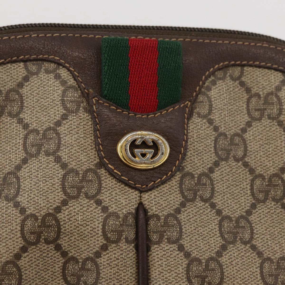 GUCCI GG Supreme Web Sherry Line Shoulder Bag PVC Beige 904 02 047 Auth 176686