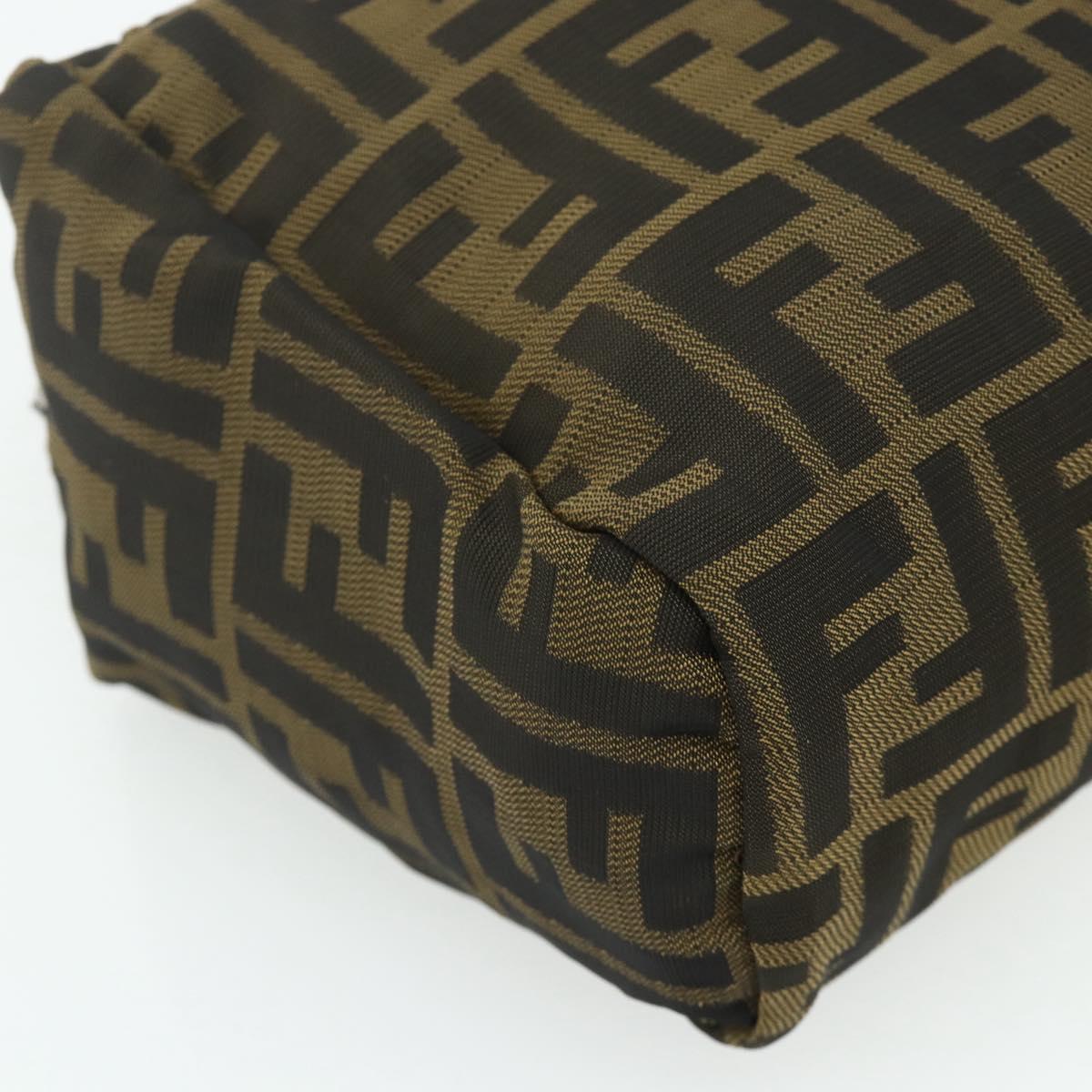 FENDI Zucca Canvas Hand Bag Brown Black Auth 176687