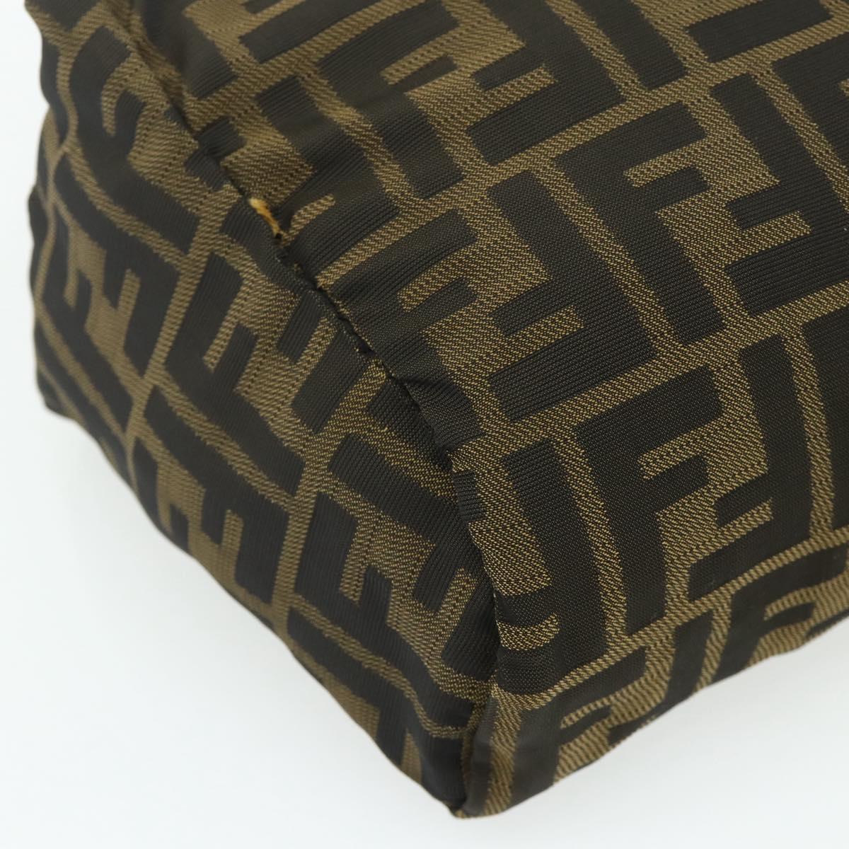 FENDI Zucca Canvas Hand Bag Brown Black Auth 176687