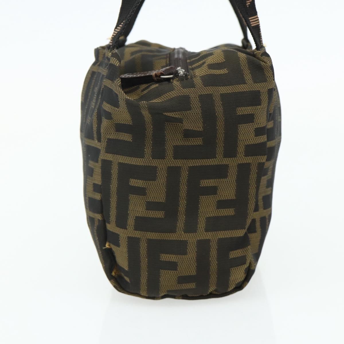 FENDI Zucca Canvas Hand Bag Brown Black Auth 176687