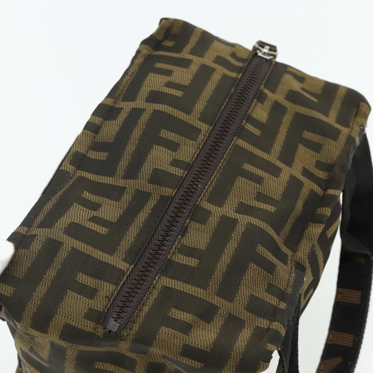 FENDI Zucca Canvas Hand Bag Brown Black Auth 176687