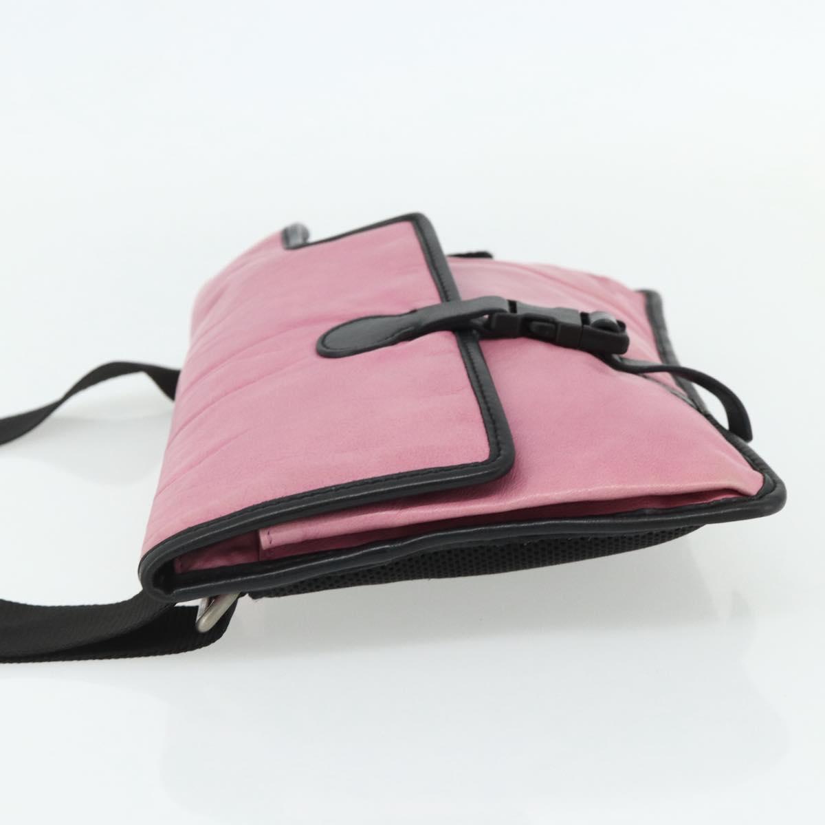 Miu Miu Shoulder Bag Leather Pink Silver Auth 176688A