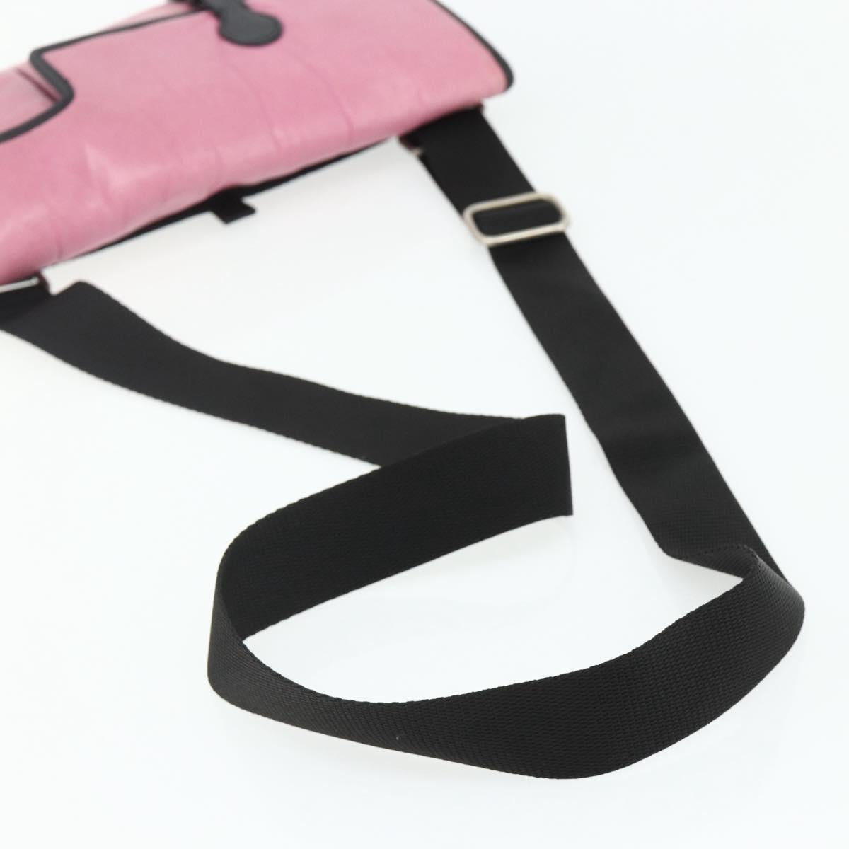 Miu Miu Shoulder Bag Leather Pink Silver Auth 176688A