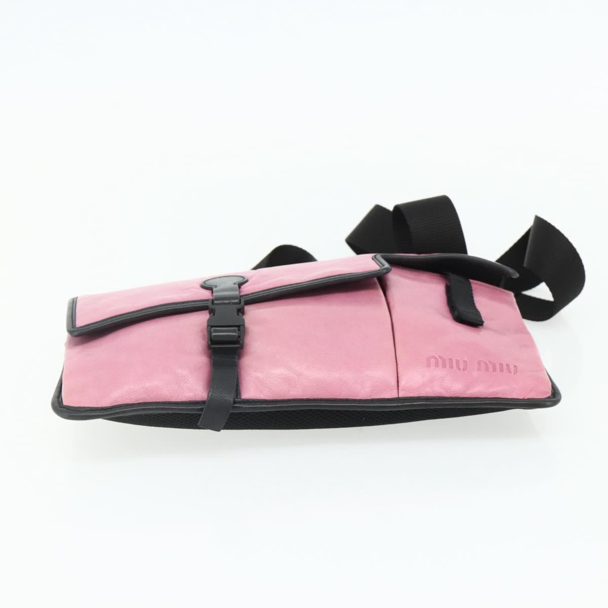Miu Miu Shoulder Bag Leather Pink Silver Auth 176688A