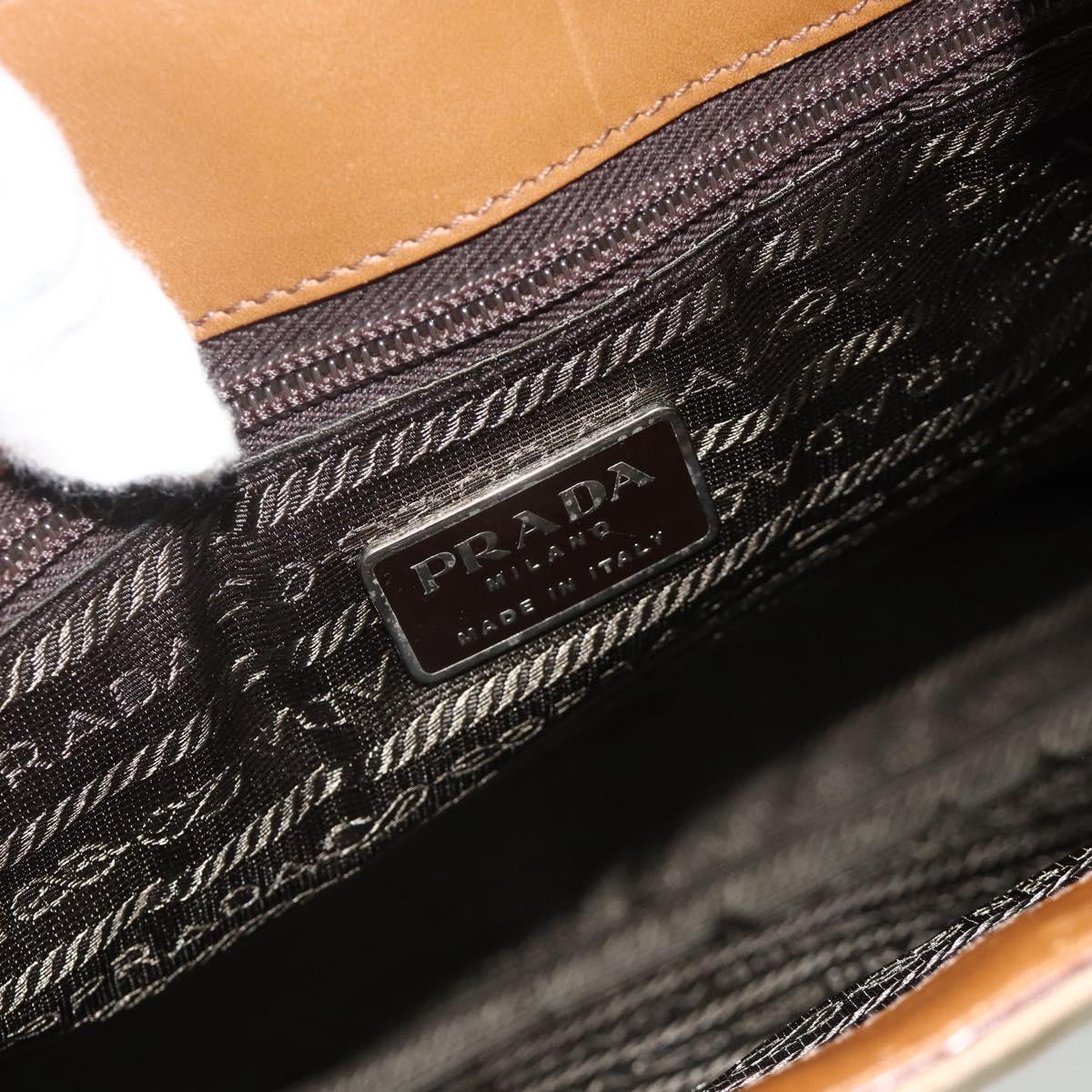 PRADA Shoulder Bag Nylon Beige Silver Auth 176689