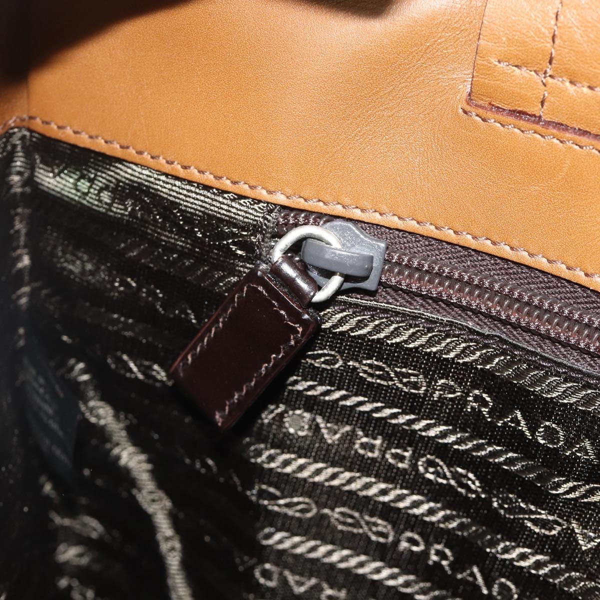 PRADA Shoulder Bag Nylon Beige Silver Auth 176689