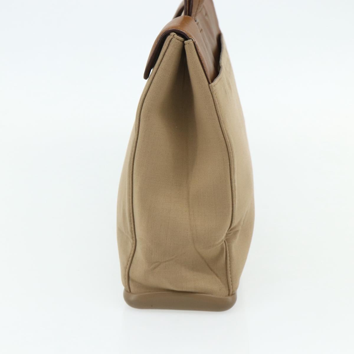 PRADA Shoulder Bag Nylon Beige Silver Auth 176689
