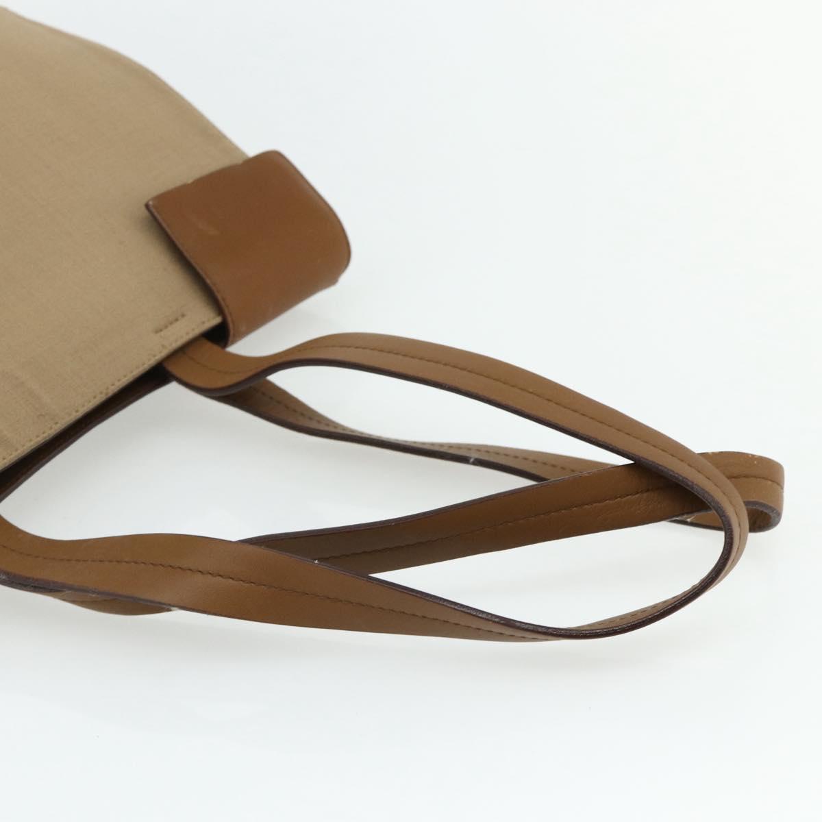 PRADA Shoulder Bag Nylon Beige Silver Auth 176689