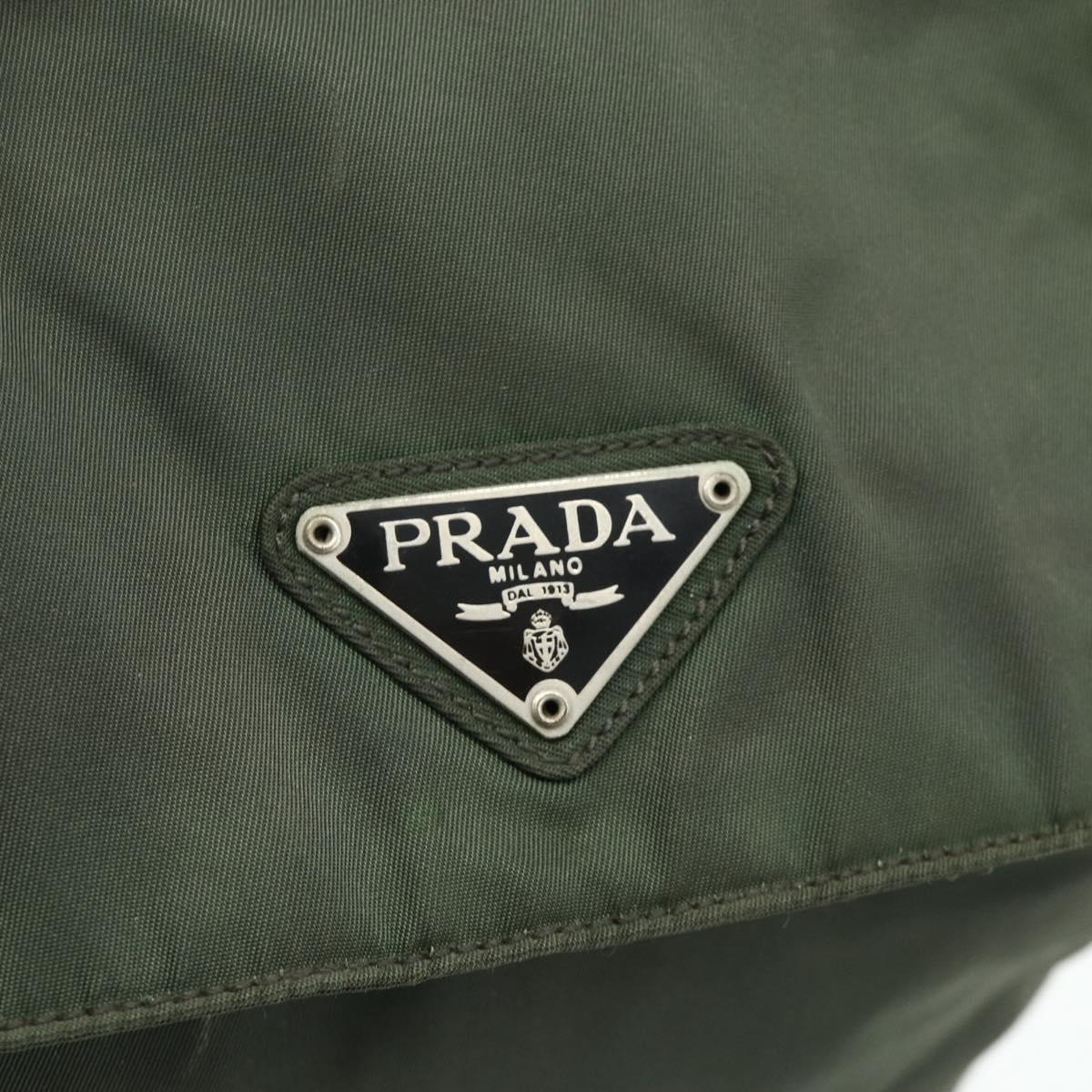 PRADA Backpack Nylon Silver Khaki Auth 176690