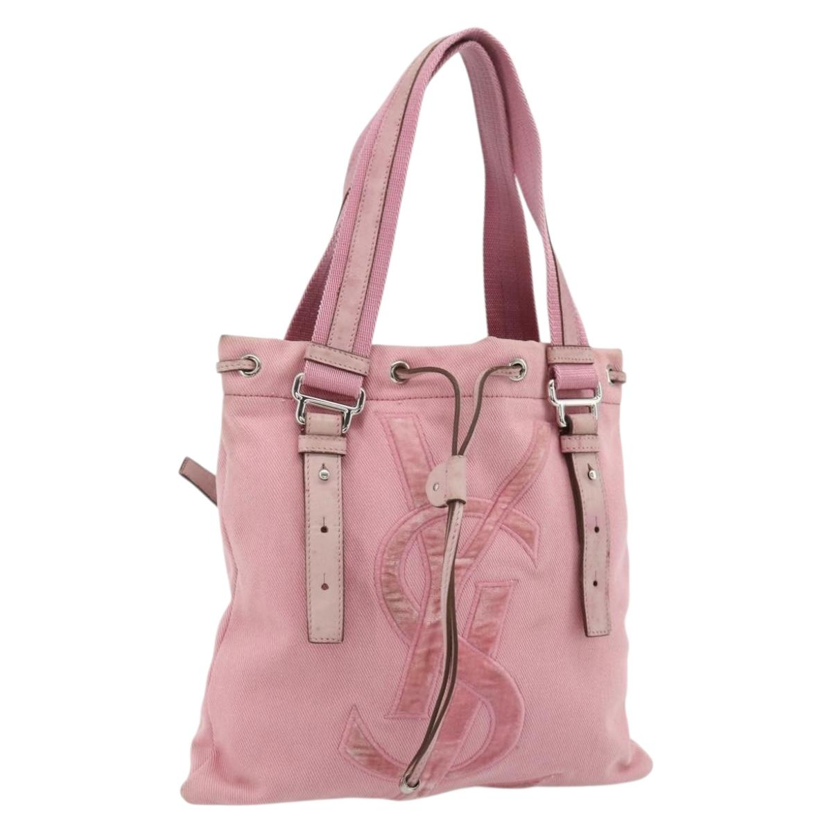 SAINT LAURENT Kahala Tote Bag Canvas Pink Silver 123435 Auth 176691